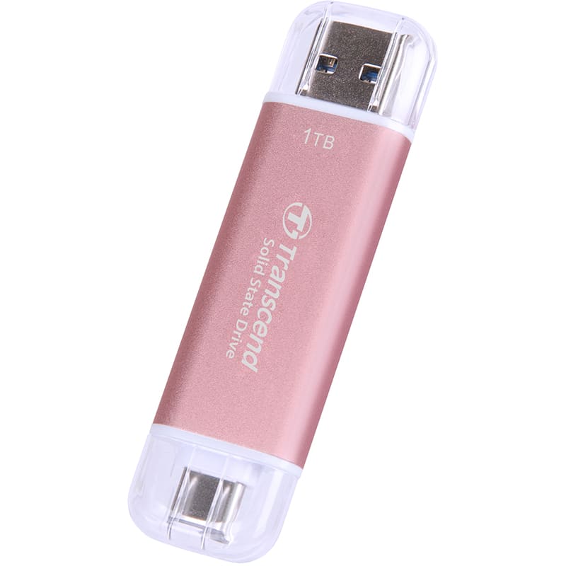 Зовнішній SSD накопичувач TRANSCEND ESD310P 1TB USB Type-A/USB Type-C 3D NAND Pink (TS1TESD310P) Тип твердотільний накопичувач (SSD)