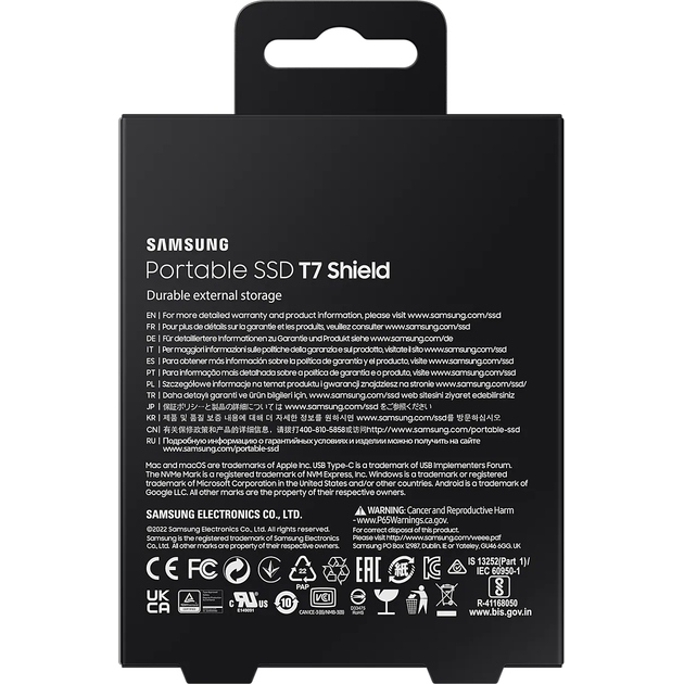 Огляд Зовнішній SSD накопичувач SAMSUNG 2TB T7 Shield USB 3.2 Gen 2 (MU-PE2T0R/WW)