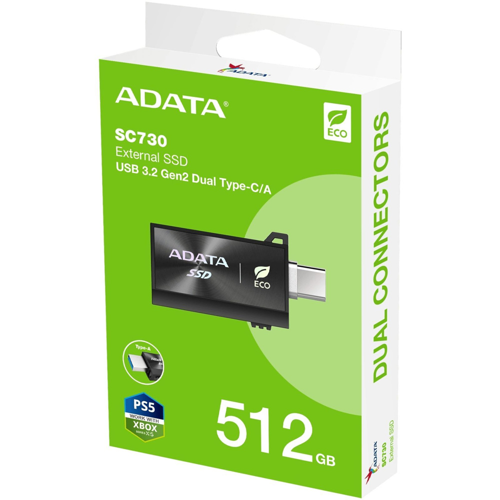 Внешний SSD накопитель ADATA USB 3.2 512GB SC730 Black (SC730-512G-CACTI) Интерфейс USB Type-C