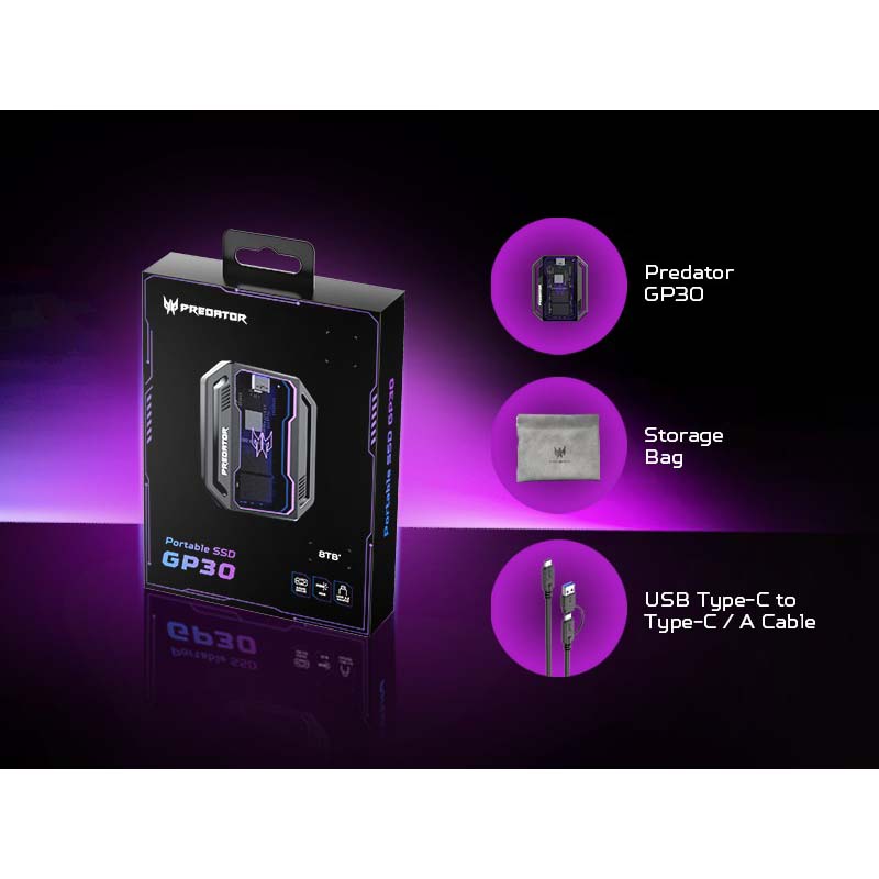 Фото Зовнішній накопичувач SSD ACER Predator GP30 USB Type-C 8TB (BL.9BWWR.128)
