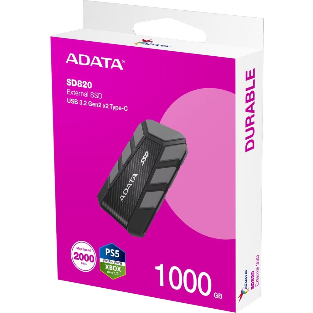 Внешний вид Внешний SSD накопитель ADATA SD820 USB 3.2 1TB Gray (SD820-1000G-CGY)