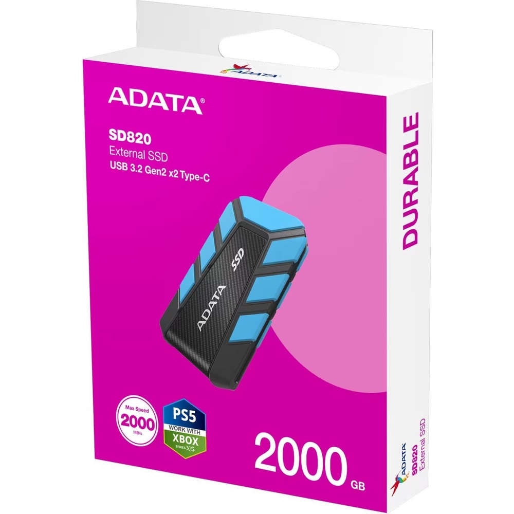Зовнішній вигляд Зовнішній SSD накопичувач ADATA SD820 USB 3.2 2TB Gray (SD820-2000G-CBU)