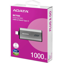 Зовнішній SSD накопичувач ADATA USB Type-C 1TB SC750 (SC750-1000G-CCBK)