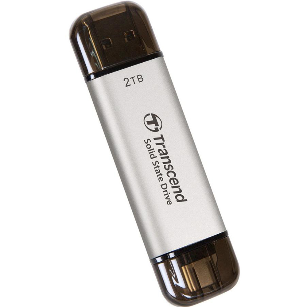 Зовнішній накопичувач SSD TRANSCEND ESD310S USB Type C/A 2TB Silver (TS2TESD310S) Тип твердотільний накопичувач (SSD)