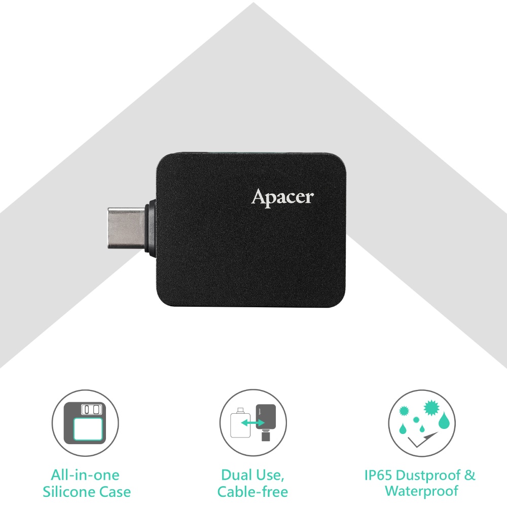 Внешний вид Внешний SSD накопитель APACER AS714 1TB USB 3.2 Gen.2 Black (AP1TBAS714B-1)