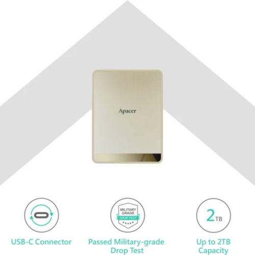 Внешний SSD накопитель APACER AS724 1TB USB 3.2 Gen.2 Type-C Cream (AP1TBAS724C-1) Форм-фактор USB