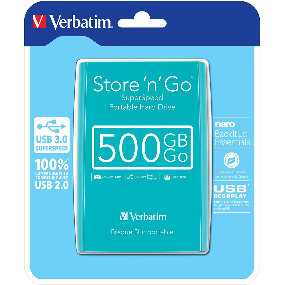 Внешний жесткий диск VERBATIM Store 'n' Go 500 GB (53171) Интерфейс USB 3.0