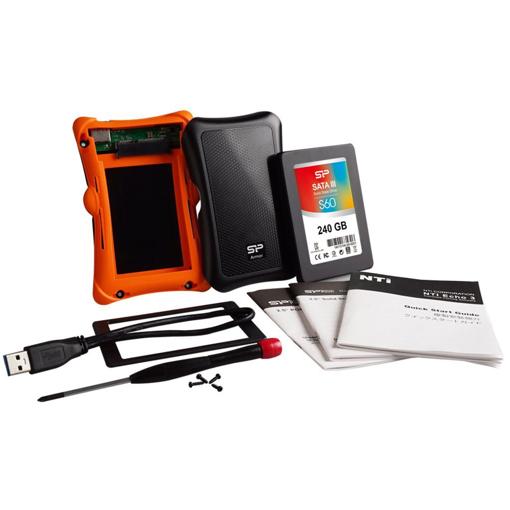 Внешний SSD накопитель SILICON POWER S60 240GB UPGRADE KIT Емкость 250 Гб