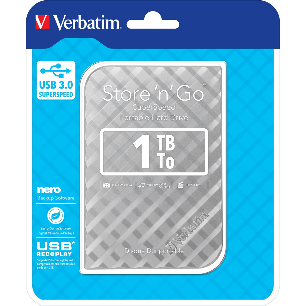 Внешний жесткий диск VERBATIM Store 'n' Go 1TB 2.5" (53197) Тип жесткий диск (HDD)