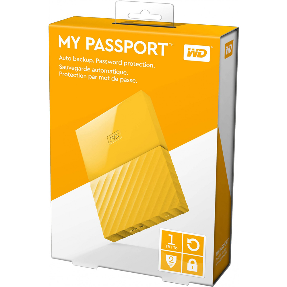 Фото Внешний жесткий диск Western Digital My Passport 1TB 2.5 USB 3.0 External Yellow (WDBYNN0010BYL-WESN)