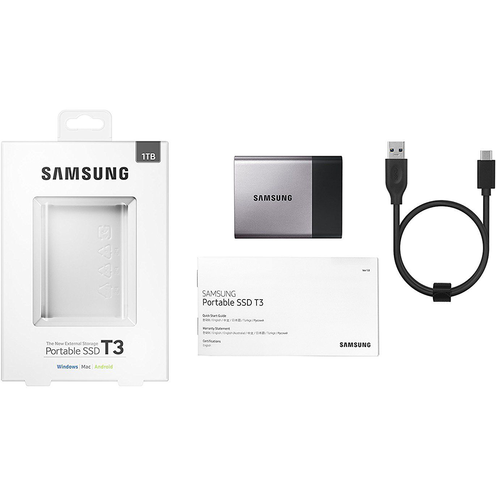 Внешний вид Внешний SSD накопитель SAMSUNG T3 1TB (MU-PT1T0B/WW)