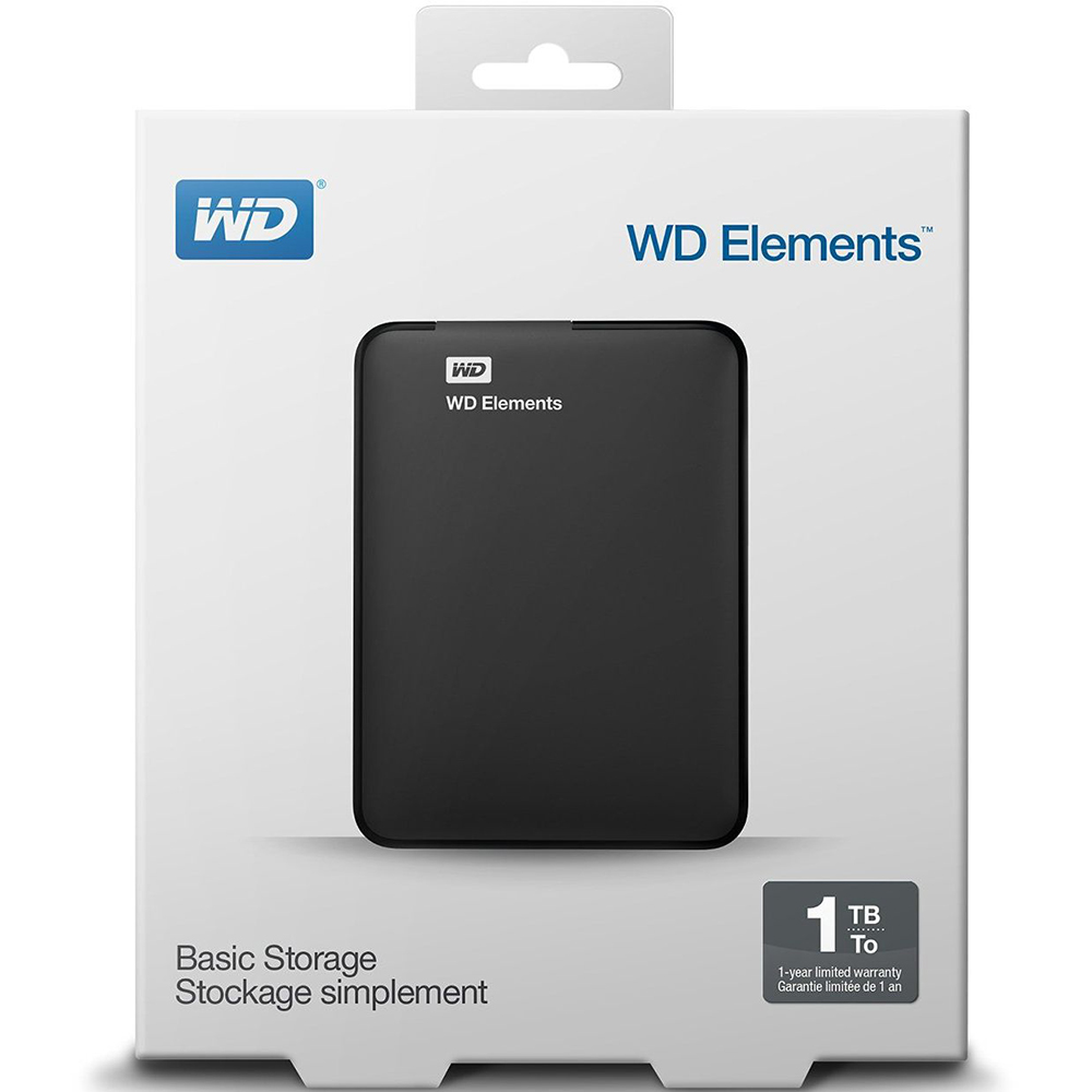 Зовнішній жорсткий диск 1 TB WD Elements Portable (WDBUZG0010BBK-WESN) Ємність 1 Тб