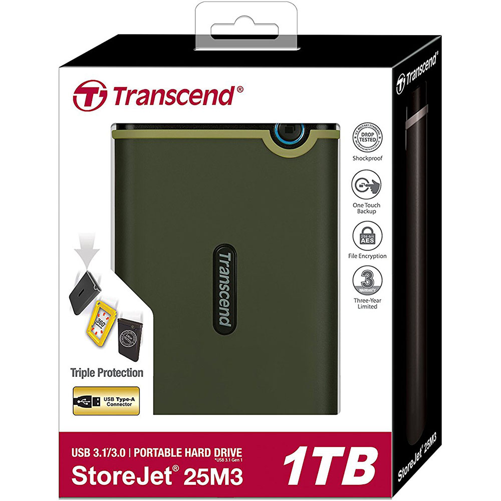 Внешний жесткий диск TRANSCEND 1TB StoreJet M3G (TS1TSJ25M3G ) - в  интернет-магазине Фокстрот: цены, отзывы, характеристики | купить в Киеве,  Харькове, Днепропетровске, Одессе - Украина