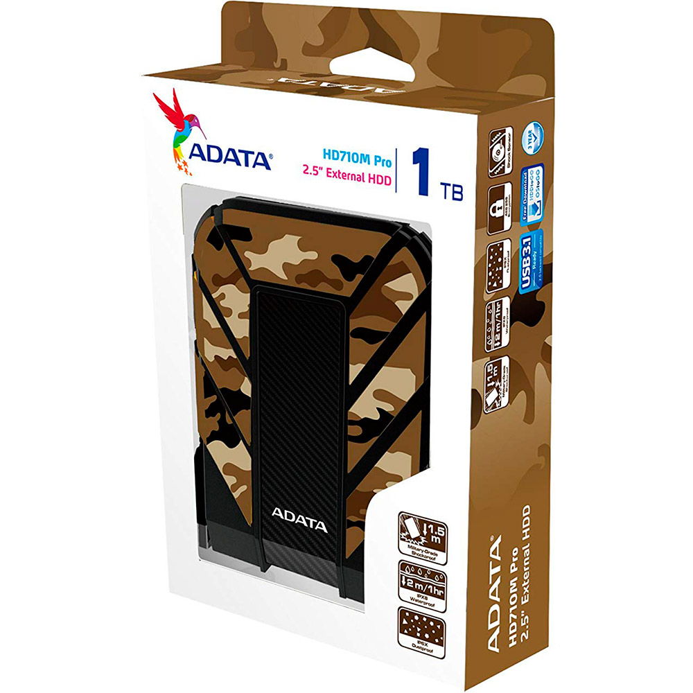 Зовнішній жорсткий диск ADATA 1TB HD710M Pro Camouflage (AHD710MP-1TU31-CCF) Інтерфейс USB 3.1 (3.2)