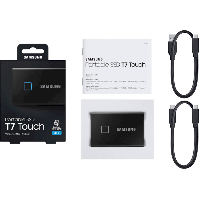 Внешний SSD накопитель SAMSUNG T7 Touch Black 2TB USB 3.1 Gen 2 (MU-PC2T0K/WW) Интерфейс USB Type-C