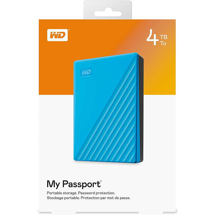 Внешний вид Внешний жесткий диск WD My Passport (4TB, USB 3.2) Blue(WDBPKJ0040BBL-WESN)