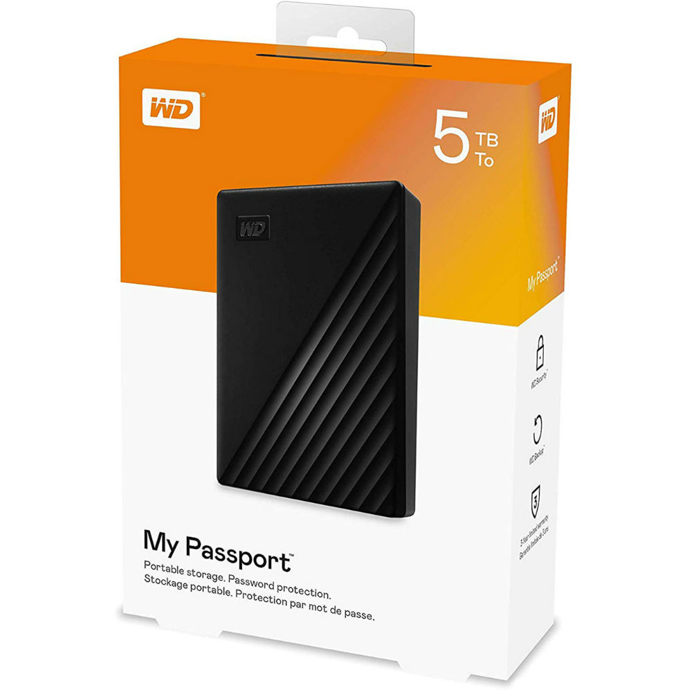 Зовнішній жорсткий диск WD My Passport 5TB Black (WDBPKJ0050BBK-WESN) Інтерфейс USB 3.1 (3.2)