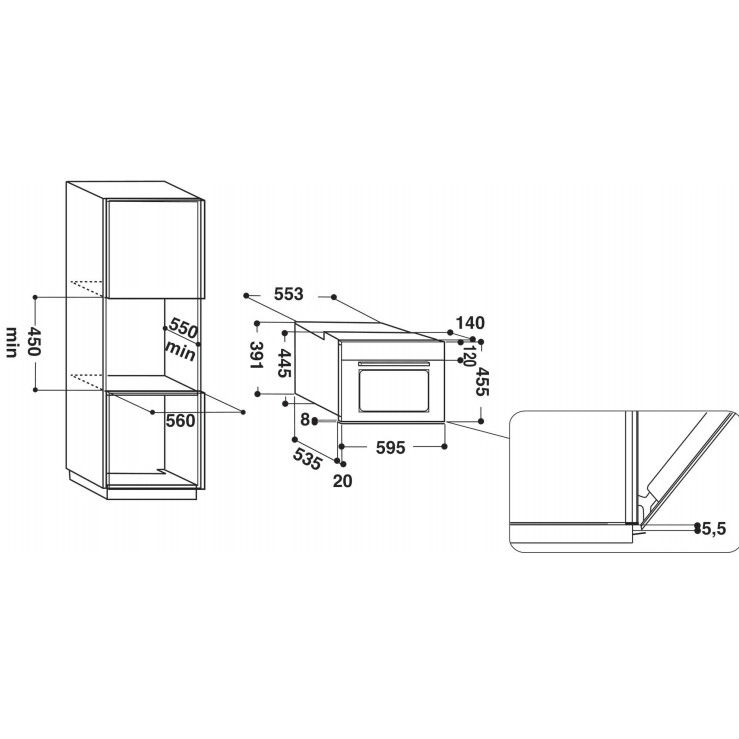 Встраиваемая микроволновая печь WHIRLPOOL AMW 507/IX Мощность микроволн 900