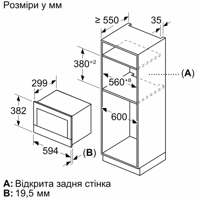 Зовнішній вигляд Вбудована мікрохвильова піч BOSCH BFR7221B1