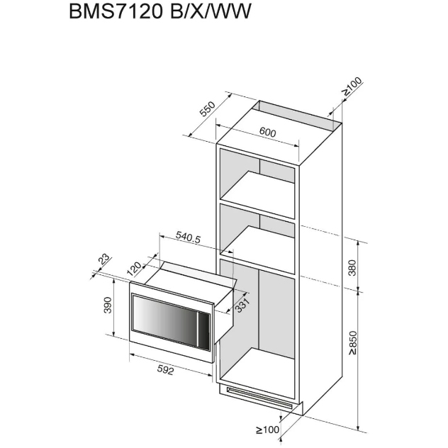 Встраиваемая микроволновая печь BRANDT BMS7120B Тип печи с грилем