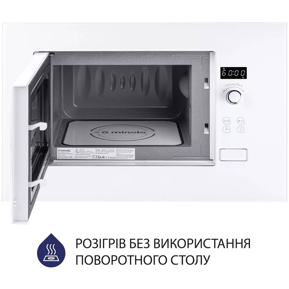 Вбудована мікрохвильова піч MINOLA BWO 2011 WH Комплектація інструкція