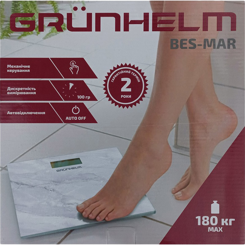 Весы напольные GRUNHELM BES-MAR White Marble Материал стекло