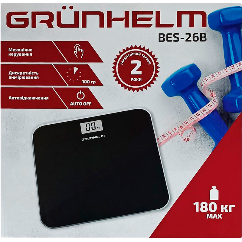 Весы напольные Grunhelm BES-26B Black (BP136089) Назначение бытовые