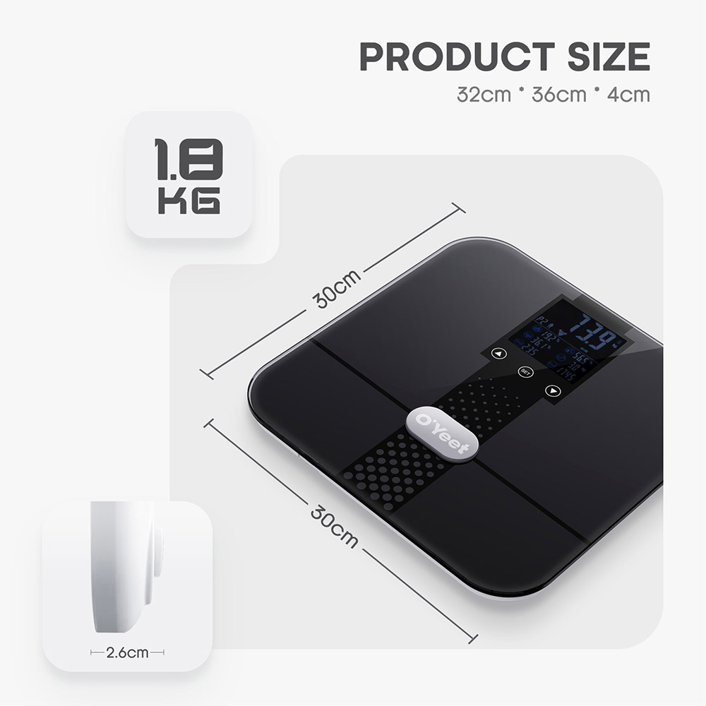 Ваги для підлоги OYEET BS-OY02 Dark Grey Призначення діагностичні (SMART) 