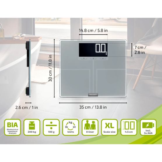 Заказать Весы напольные SOEHNLE SHAPE SENSE CONNECT 200 Silver (63873)