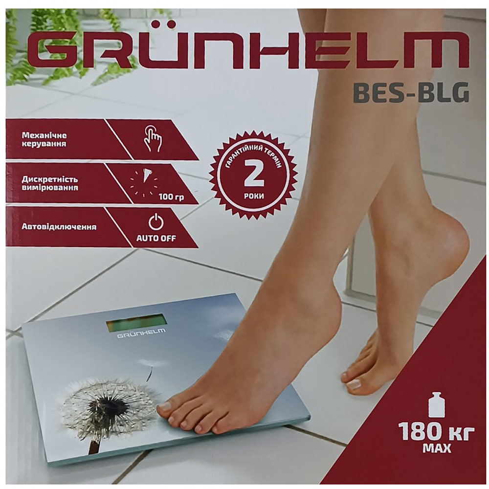 Ваги підлогові GRUNHELM BES-BLG Матеріал скло