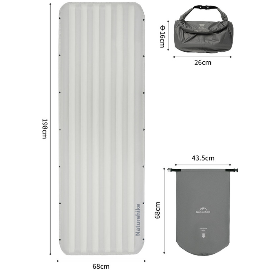 Матрац надувний NATUREHIKE CNK2450WS034 95 мм білий (6975641888048) Матеріал 100% поліестер, TPU