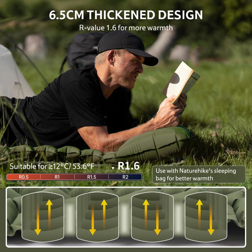 Матрас надувной NATUREHIKE CNK2550WS019 65 мм зеленый (6977465869630) Матрас надувной NATUREHIKE CNK2550WS019 65 мм зеленый (6977465869630) Материал нейлон 40D, TPU