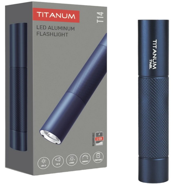 Фонарь TITANUM 300Lm 5000K Blue (TLF-T14BL) Источник энергии аккумулятор