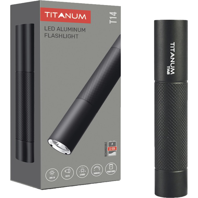 Ліхтар TITANUM 300Lm 5000K Black (TLF-T14B)