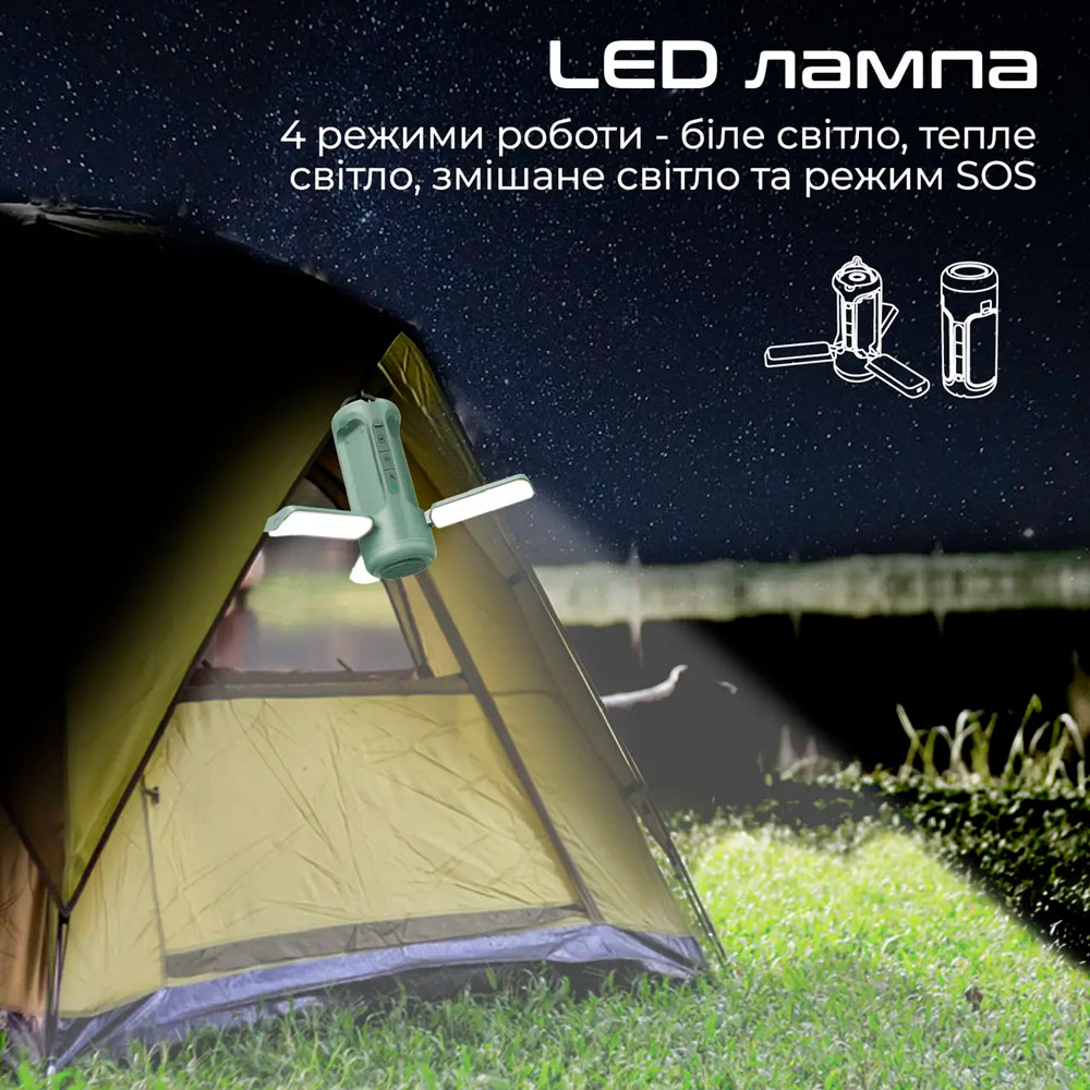 Фонарь PROMATE 6000 мАч Green (campmate-4) Источник энергии аккумулятор