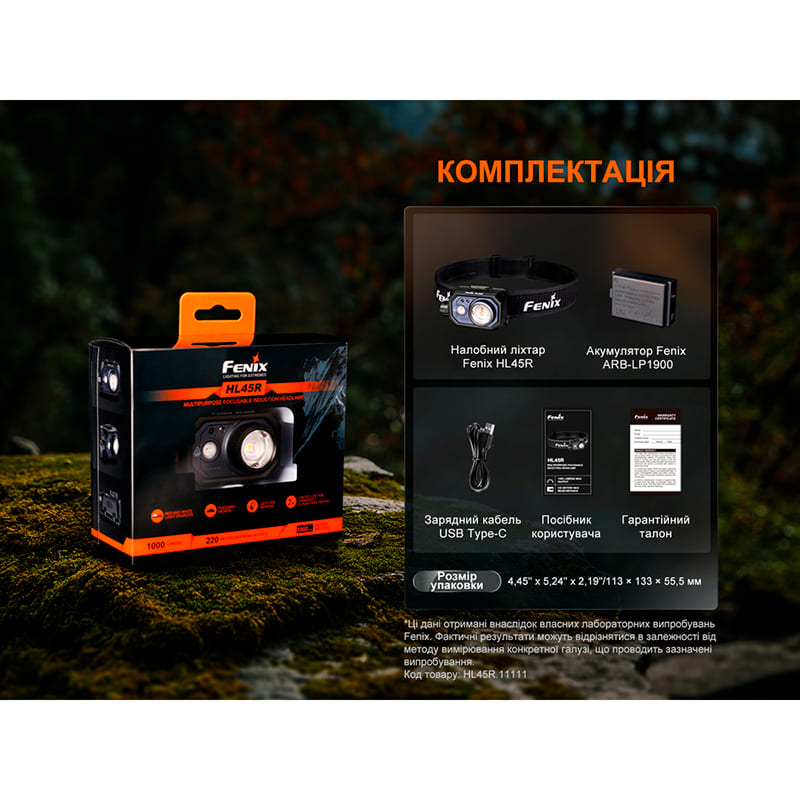 Огляд Ліхтар налобний FENIX HL45R LED (HL45RLED)