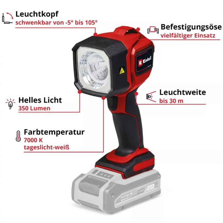 Фонарь EINHELL TC-CL 18/350 Li (4514175) без АКБ и ЗУ Источник энергии аккумулятор