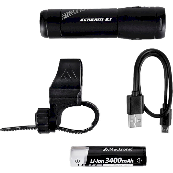 Ліхтар MACTRONIC Scream 3.1 Recharg Type-C Black (ABF0167) Джерело енергії акумулятор