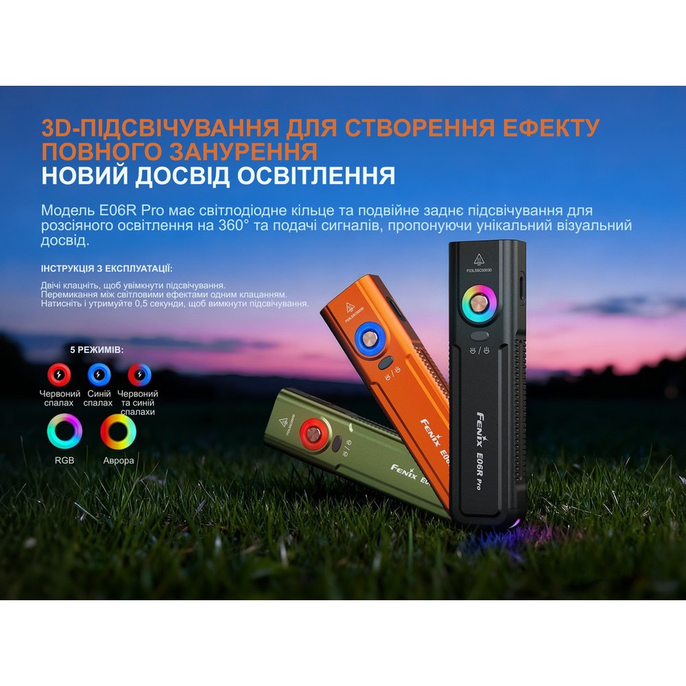 Заказать Фонарь-брелок FENIX E06R PRO Orange (E06RPROO)