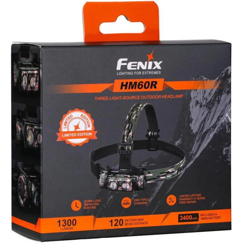 Фонарь налобный FENIX HM60R Camo Особенности SOS режим