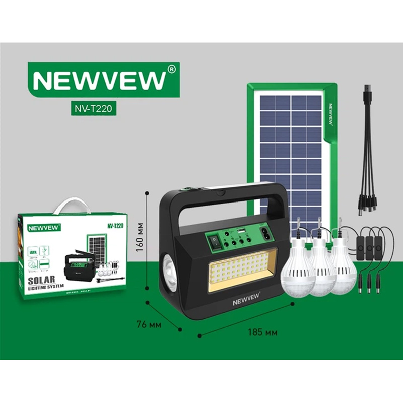 Внешний вид Набор с фонарем NEWVEW NV-T220 Solar Panel Green (NWVW-NV-T220-GN)