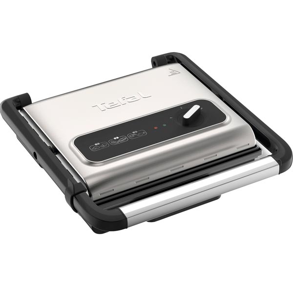 Гриль TEFAL Inicio Grill Adjust GC242D38 Додатково антипригарне покриття, піддон для збору жиру, індикатор нагріву, індикатор роботи, можливість вертикального зберігання, термоізольовані ручки, датчик температури