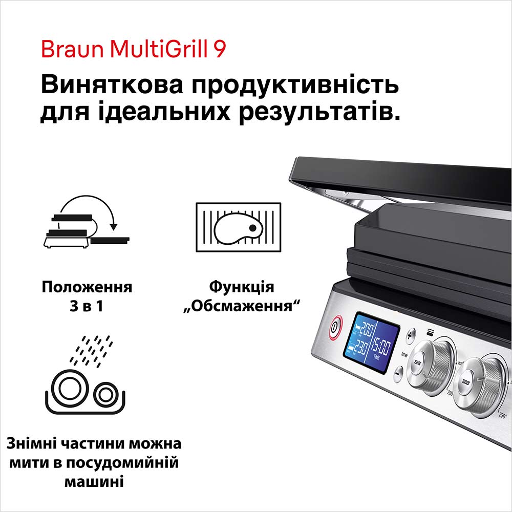 Гриль BRAUN MultiGrill 9 CG9040 (0X17900003) Количество пластин для приготовления 2