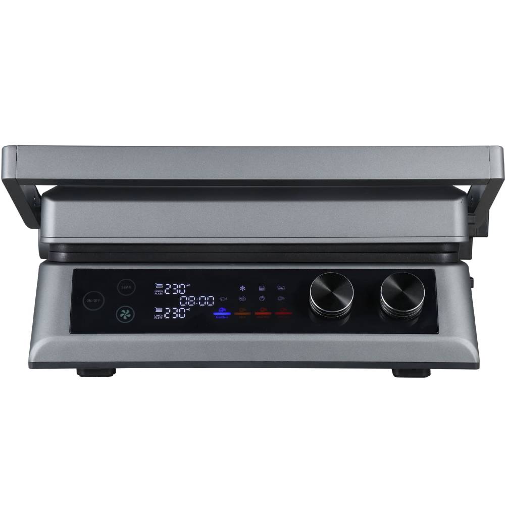 Гриль POLARIS PGP 7003 SMOKELESS Graphite Додатково Вбудована турбіна допомагає очистити повітря; 7 програм (розморожування, бургери, риба, овочі, стейки);