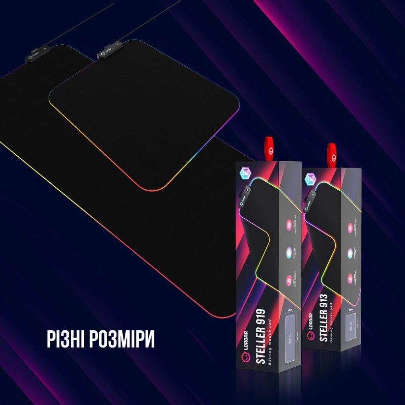 Килимок LORGAR Steller 913 RGB USB Gaming (LRG-GMP913) Матеріал поверхні тканина