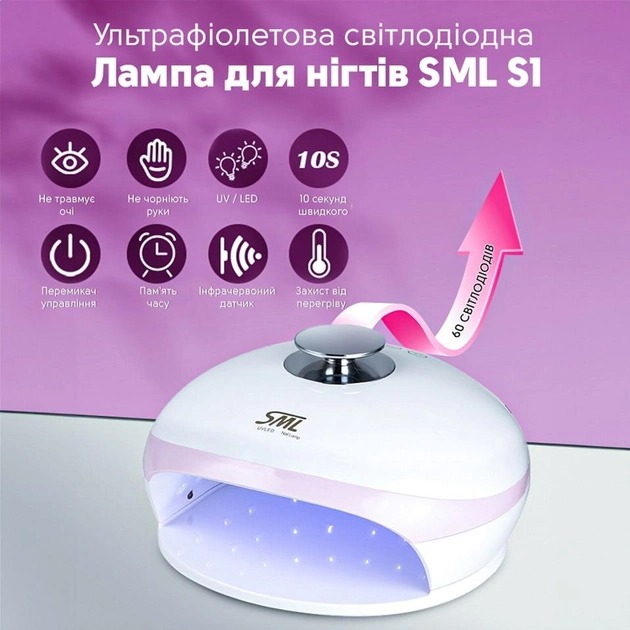 Лампа для манікюру SML S1 60led White (S1-W) Потужність 180