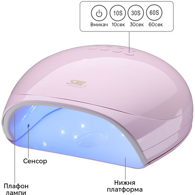 Лампа для манікюру SML S6 Pink Потужність 68
