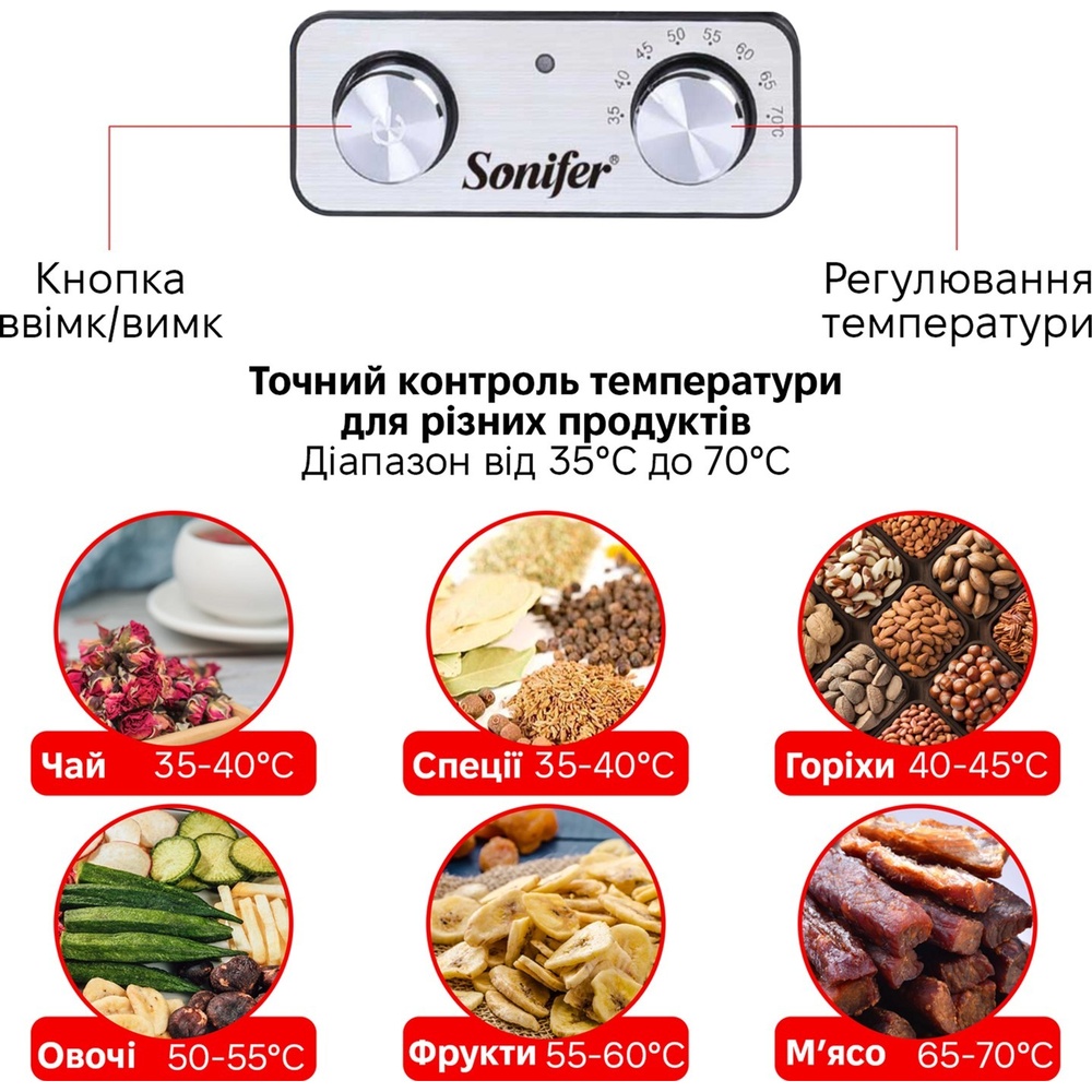 Сушилка Sonifer SF-4017 Функции и особенности защита от перегрева (термостат)