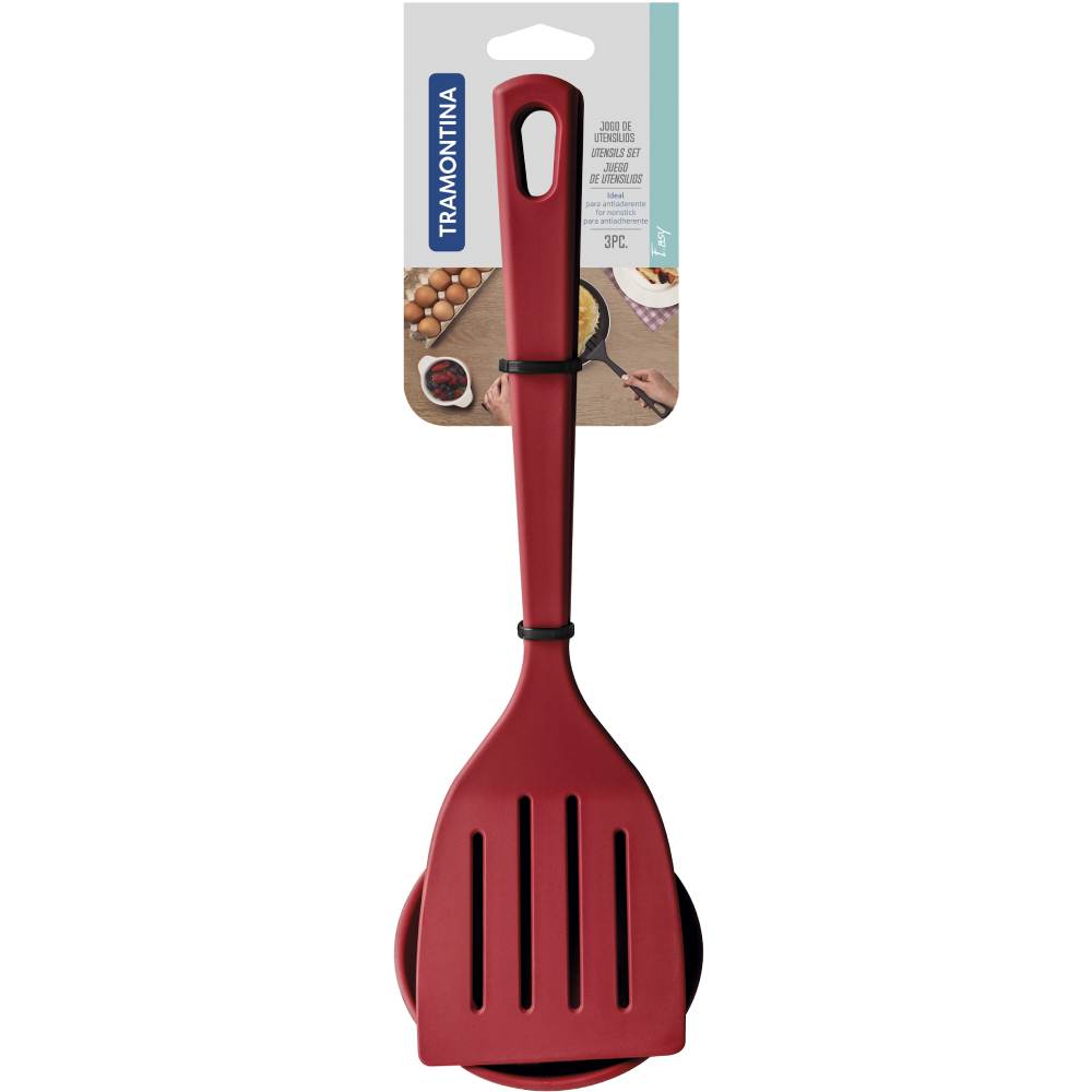 Набор кухонных аксессуаров TRAMONTINA Utilita 3 пр. (25099/714) Комплектация кухонная ложка, лопатка с прорезями, половник