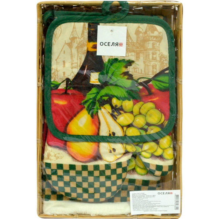 

Кухонный набор ОСЕЛЯ Ассорти 3 пр (71-72-042), КУХОННИЙ НАБІР у кошику "Асорті" 71-72-042
